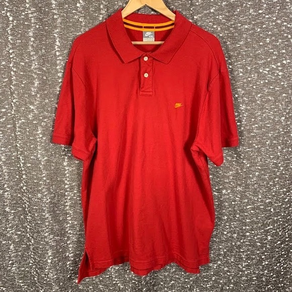 Nike Other - Vintage Nike Red Polo Shirt Red/Gold Swoosh Logo Preppy Sportswear Men's XXL